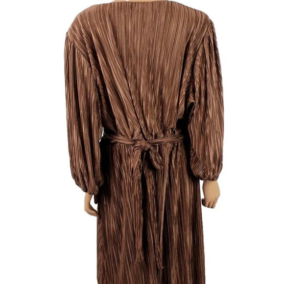 CATO Plus Size 22/24 Pleated Tie Waist Dress PARTRIDGE - Picture 2 of 6